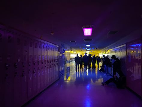 #hallway #aesthetic #night #dark #school High School Hallway Aesthetic, Dark Classroom Aesthetic, School Hallway Aesthetic, Scout Aesthetic, School At Night, Hallway Aesthetic, High Mood, Place Aesthetic, Romanticize School