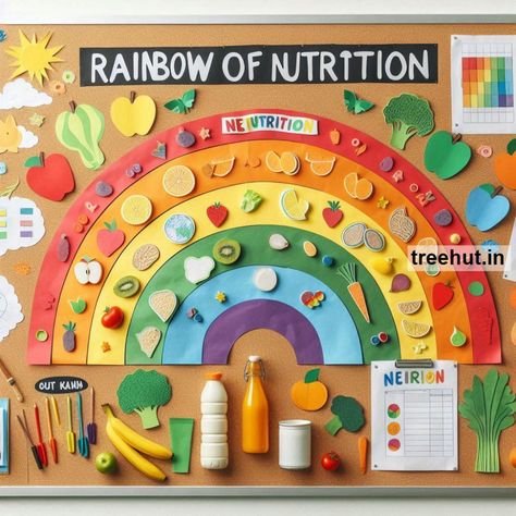 Healthy Food Bulletin Board Ideas and Healthy Food Activities for Elementary School | October Bulletin Board Ideas | Fall Nutrition Bulletin Board Ideas, Health Boards School, Healthy Eating School Project, Nutrition Board Ideas, Food And Nutrition Project Ideas, Healthy Food Activities For Preschool Crafts, Food Theme Classroom Decorations, Nutrition Project Ideas, Back To School Health Bulletin Boards