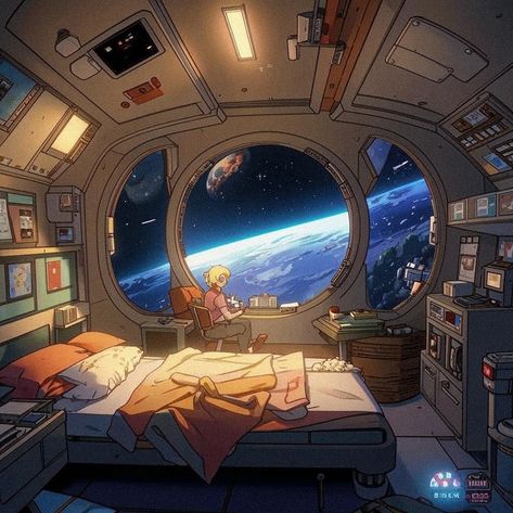 #space #spaceship #interior #cartoon #planet Scifi Home Decor, Luxury Spaceship Interior, Living In Spaceship, Fantasy Spaceship Interior, Cozy Spaceship Interior, Spaceship Bedroom Concept Art, Alien Spaceship Interior, Space Exploration Aesthetic, Cozy Spaceship