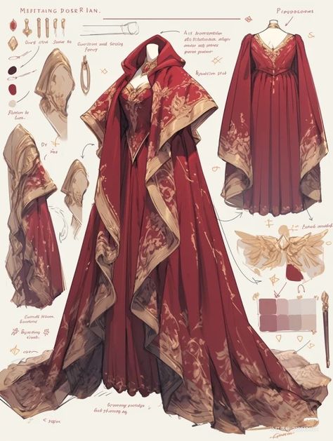 Fantasy Fashion Outfits, Fantasy Robes, Medieval Fantasy Clothing, Beautiful Ball Gowns, Fantasy Clothes, Clothing Design Sketches, Fantasy Dresses, Dress Design Sketches, Fashion Illustration Dresses