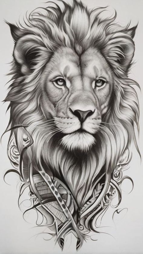 Realistic Lion Drawing, Lion Head Drawing, Tattoos Lion, Lion Art Tattoo, Om Tattoo Design, Lioness Tattoo, Crown Tattoo Design, Lion Head Tattoos, Lion Tattoo Design