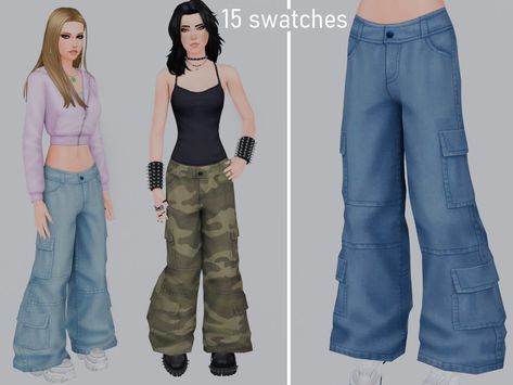 Sims 4 Cc Cargo Pants, Baggy Cargos, Female Sims, Baggy Cargo Jeans, Clothing Female, Oversized Jeans, Sims4 Clothes, Sims Four, Baggy Clothes