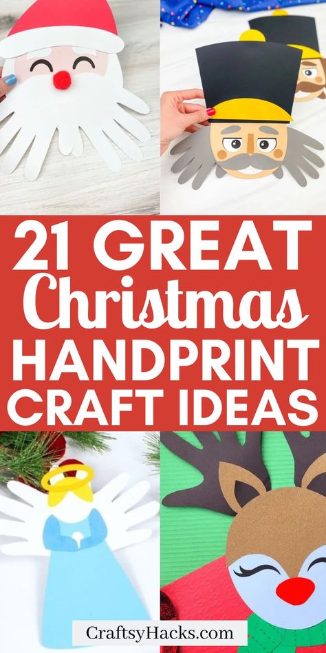 Diy Preschool Christmas Crafts, Christmas Craft For Toddler, Christmas Toddler Crafts, Handprint Christmas Crafts, Easy Kids Christmas Crafts, Handprint Reindeer, Handprint Ideas, Reindeer Handprint, Christmas Handprint Crafts