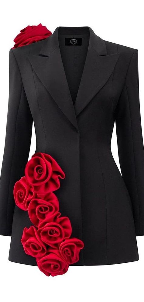 Blazer Designs Women, Female Blazer, Female Suits, Blazer Rose, Fitted Blazer Jacket, Silk Rose, Hourglass Shape, Blazer Dress, Independent Designers Fashion