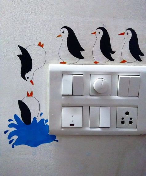 simple wall art diy paint Cute Drawings For Room Decor Easy, Wall Painting Around Switch Board, Picture Box Wall Ideas, Wall Art On Switch Board, Handmade Paintings Wall Art Easy, Wall Painting On Switchboard, Switch Board Painting Switch Board Painting Wall Art, Easy Drawings For Wall, Wall Painting Easy Simple