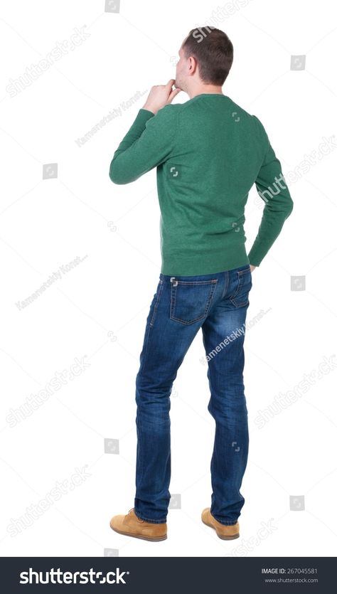 Back view of handsome man in blue pullover. Standing young guy in cardigan. Rear view people collection. backside view of person. Isolated over white background. #Ad , #Sponsored, #Standing#pullover#guy#young Back View Of Person Reference, Person Standing Back View, Man Standing Back View, Person Pose, Guy Standing, Thinking Pose, Body Study, Art Help, Business Card Modern