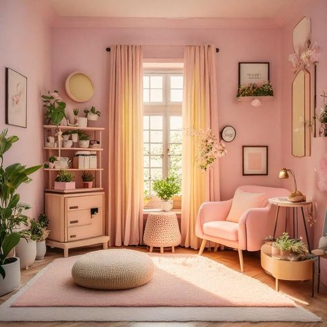 Pastel Pink Room to Inspire Your Decor Pink Antique Aesthetic, Pastel Pink Living Room, Pastel Rooms, Colorful Homes, Pastel Home Decor, Guest Room Design, Cosy Room, Pink Living Room, Pastel Room