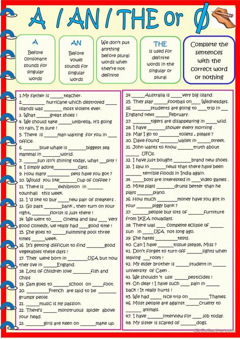 A/An/The or Zero Article Practice ge…: English ESL worksheets pdf & doc Zero Article, Articles Worksheet, Esl Grammar, Grammar Practice, Esl Worksheets, Grammar, To Learn, Quick Saves