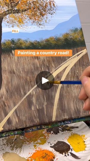 Country Painting Ideas, 50k Views, Country Art, Country Road, Easy Paintings, Art Original, Red Flowers, Painting Ideas, Flower Painting