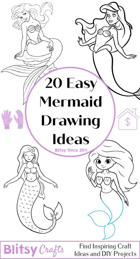 20 Easy Mermaid Drawing Ideas - How To Draw A Mermaid Mermaid Drawing Ideas, Realistic Mermaid Drawing, Mermaid Drawing Tutorial, Easy Mermaid Drawing, Popular Coloring Pages, Mermaid Tail Drawing, Draw A Mermaid, Mermaid Outline, Mermaid Tutorial