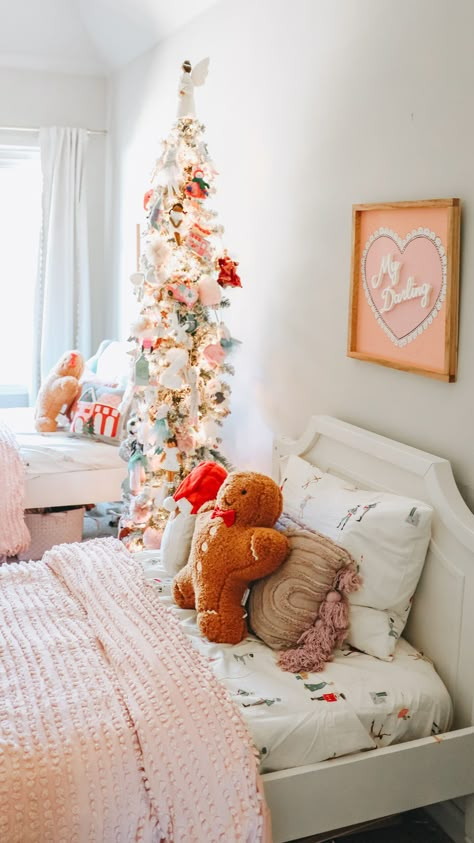 Girl’s Holiday Room Tour – Occasions by Shakira Christmas Tree In Kids Bedroom, Christmas Decor Ideas For Kids Room, Girls Room Christmas Decor, Christmas Tree For Kids Room, Kids Christmas Room Decor, Kids Room Christmas Tree, Kids Christmas Room, Kids Room Christmas Decor, Kids Room Christmas