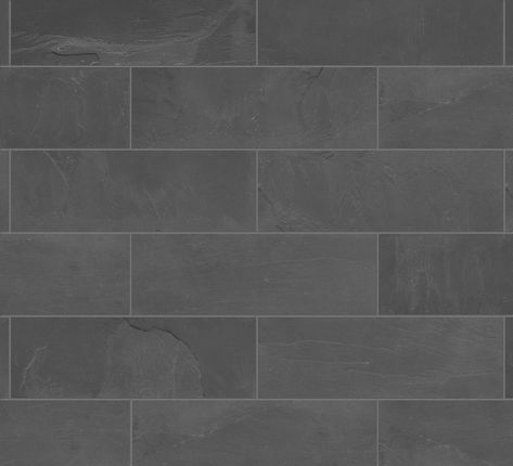 This slate tile is naturally resistant to stains and slips. Natural stone product contains a variation in color, texture, shading and veining. This item must be sealed prior to grouting and after grouting, using a premium penetrating sealer. Satori Midnight Fog 4-in x 12-in Matte Natural Stone Slate Stone Look Floor and Wall Tile (0.32-sq. ft/ Piece) | 1001-0430-0 Dark Stone Bathroom Floor, Montauk Black Slate Floor, Slate Shower Ideas, Slate Tile Bathroom Floor, Slate Backsplash Kitchen, Dark Gray Backsplash, Slate Bathroom Tile, Slate Floor Kitchen, Black Slate Floor