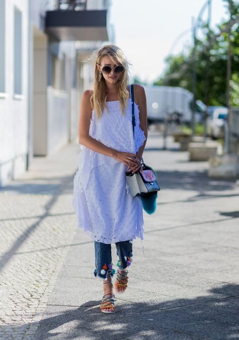 What to Wear on Fourth of July | POPSUGAR Fashion Bright Sandals, Dress Over Jeans, Dress Over Pants, Berlin Travel, Berlin Fashion Week, Berlin Fashion, Popsugar Fashion, Fashion Baby, July 4