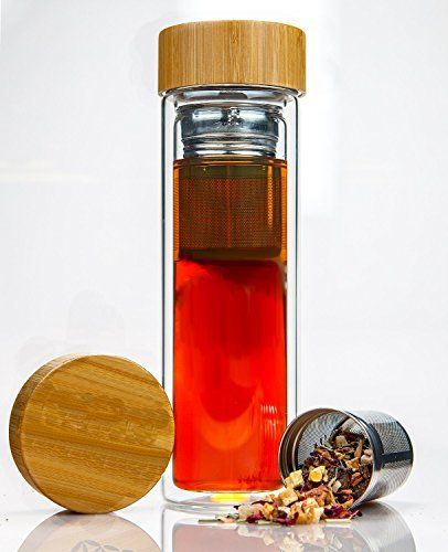 Tea Infuser Bottle by IBCE - Double-wall Glass Tea Tumbler with Stainless Steel Tea Filter and Bamboo Lid - http://teacoffeestore.com/tea-infuser-bottle-by-ibce-double-wall-glass-tea-tumbler-with-stainless-steel-tea-filter-and-bamboo-lid/ Bamboo Bottle, Tea Infuser Bottle, Booze Drink, Tea Container, Tea Tumbler, Coffee Store, Double Wall Glass, Tea Filter, Tea Culture