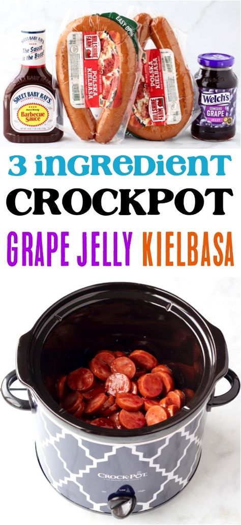 Kielbasa Crockpot, Easy Kielbasa Recipes, Kielbasa Appetizer, Kielbasa Recipe, Recipe Crockpot, Crockpot Appetizers, Kielbasa Recipes, Grape Recipes, Crockpot Recipe