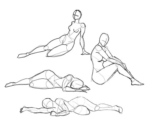 Today's Drawing Class 101: Poses | How to Draw the Human Body - Study: Resting Poses for Comic / Manga Character Reference Female Pose Reference Laying Down, Sleeping On Side Reference, Female Pose Reference Drawing Sitting, Laying Down Pose Drawings Side View, Crouched Pose Reference Drawing, Person Laying Down Reference Side View, Woman Sitting Pose Reference Drawing, Cute Female Poses Drawing Reference, Women Laying Down Pose Drawing