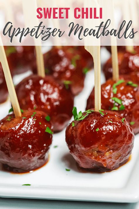 Sweet Chili Appetizer Meatballs are the perfect balance of sweet, savory, and spicy. These will be a crowd pleaser at any party or gathering. Chili Sauce Meatballs, Foods On A Budget, Party Food Meatballs, Baby Shower Food Menu, Baby Shower Foods, Sweet Meatballs, Party Meatballs, Shower Foods, Meatball Appetizer Recipe