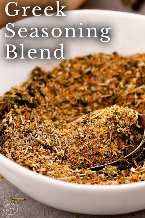 This Greek Seasoning Blend is a delightful mixture of various herbs and spices that enhance the flavor of your dishes. All the ingredients are pantry staples you'll probably already have on hand. In just minutes, you'll have an aromatic herb and spice mix that can help elevate any dish with a bright Mediterranean flavor! So why not whip up a batch of this beautiful seasoning blend today and add some Mediterranean flair to your cooking? Mediterranean Seasoning, Greek Spices, Greek Recipes Authentic, Homemade Spice Mix, Mediterranean Spices, Spice Mix Recipes, Greek Seasoning, Diy Spices, Greek Cooking