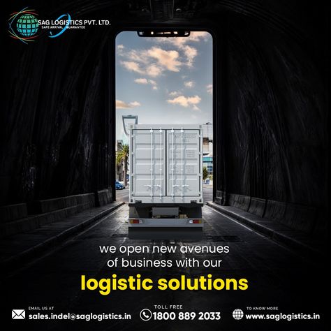 Paving the Road to Success with Reliable Logistics Solutions - Your Business, Our Priority. Reach New Destinations with SAG Logistics   To know more, visit our website https://smpl.is/8c130  For any query, contact 011-47041927  Email Us at sales.indel@saglogistics.in Shopping Creative Ads, Logistics Social Media Design, Logistics Advertising, Logistics Ads, Logistics Creative Ads, Logistics Poster, Logistics Design, Fashion Show Invitation, Overlays Tumblr