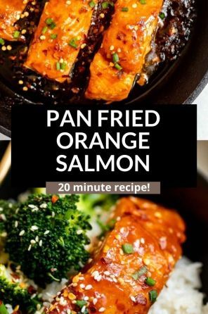 Men's Shoulder Tattoo, Fried Salmon Recipes, Salmon Dinner Recipes, Salmon Bowls, Gluten Free Salmon, Rice And Broccoli, Salmon Recipes Baked Healthy, Pan Fried Salmon, Orange Salmon