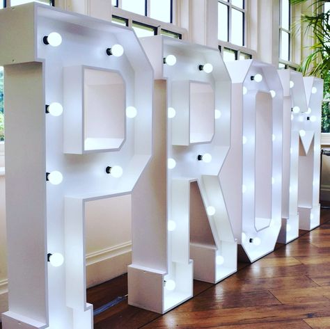 Prom Dance Themes, Big Letters Decoration, Prom Venues, Light Up Marquee Letters, Prom King And Queen, Light Letter, Night To Shine, Prom Planning, Led Letters