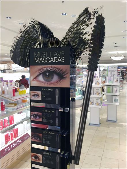 1. The giant mascara brush does bring shoppers to stop and look at the product. 2. This does not reinforce any brand because it is displaying many. 3.This display does educate beacuse it has details about each mascara. 4. It does list price, size and applications 5.It does have a spot for the mascara but not much room. 6. This would increase impulse sales Pos Design, Brown Hairstyles, Shopper Marketing, Logos Retro, Retail Design Display, Point Of Sale Display, Hair Color Brown, Pos Display, Cosmetic Display