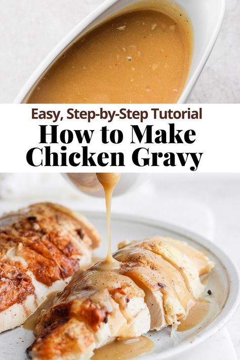 How to Make Chicken Gravy - a simple, step-by-step tutorial that teaches you how to successfully make chicken gravy! #chickengravy #howtomakechickengravy #chickengravyrecipe #chickengravyeasy Gravy For Turkey, Drippings Gravy, Gluten Free Turkey Gravy, Gluten Free Gravy Recipe, Gravy Thanksgiving, Homemade Chicken Gravy, Turkey Gravy Recipe Easy, Turkey Gravy From Drippings, Easy Gravy Recipe