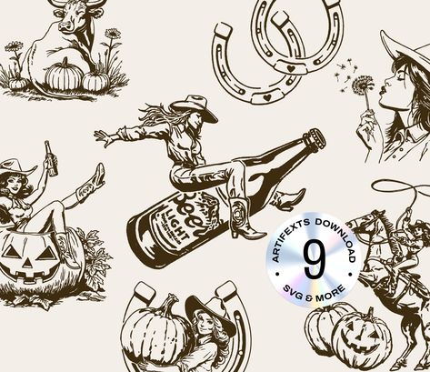 Horseshoe Illustration, Cowgirl Lasso, Vintage Cowgirl Art, Cowgirl Illustration, Western Illustration, Cowboy Illustration, Retro Cowgirl, Western Tattoos, Retro Tattoos