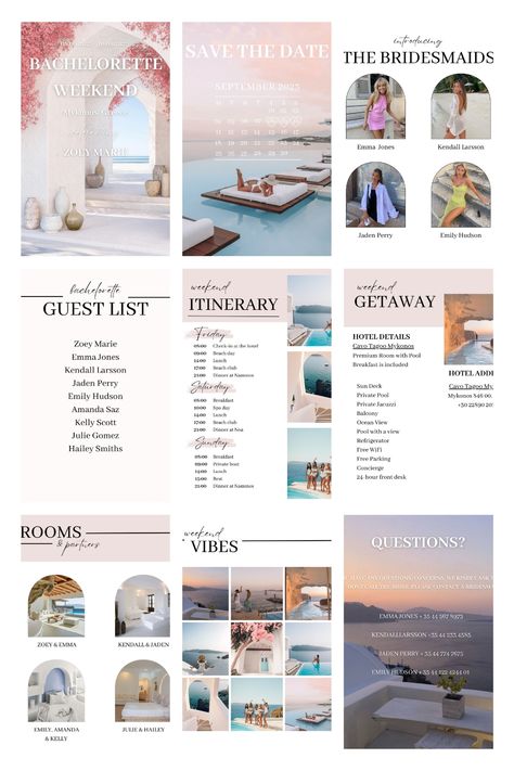 Cute Itinerary Ideas, Bachelorette Resort Weekend, Itinerary Bachelorette Weekend, Bachelorette Staycation Ideas, Bridesmaid Itinerary, Bachelorette Itenary, Itinerary Aesthetic, Bachelorette Destination Ideas, Sailing Bachelorette Party