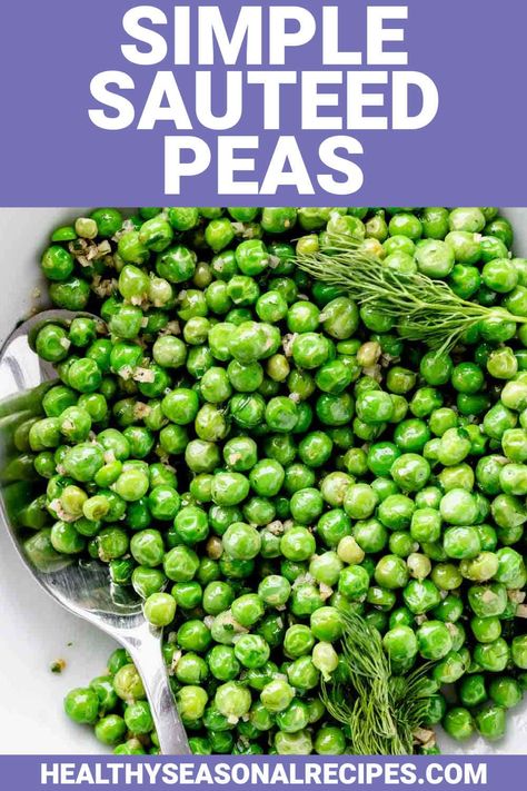 This recipe for simple sauteed peas is an easy way to transform fresh or frozen peas into a delicious side dish. They only take 10 minutes to make but are festive enough for a holiday meal or family gathering. Cooking Fresh Peas, How To Cook Fresh Peas, Sauteed Peas Recipe, Frozen Peas Recipe, Sautéed Peas, Fresh Peas Recipe, Peas Porridge, Fresh Pea Recipes, How To Cook Peas