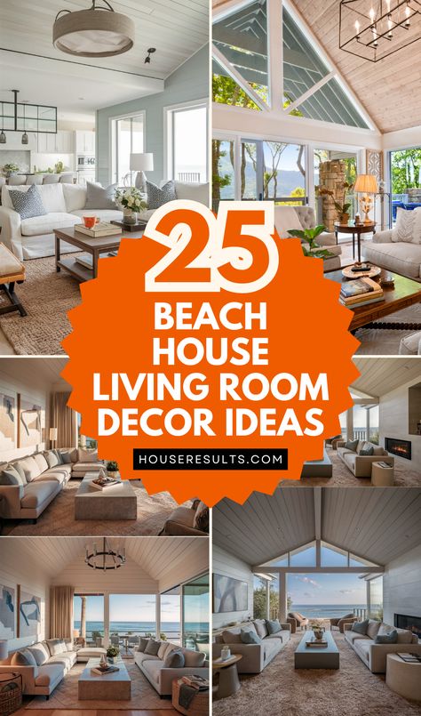 🏡🌊 Create a relaxing coastal retreat in your living room! Discover beach house living room decor ideas for a stylish and serene space. 🛋️🌴 #BeachHouseLivingRoomDecorIdeas #InteriorInspiration Beach Style Living Room Modern, Florida Room Decorating Ideas, Coastal Living Rooms Beach, Condo Living Room Decor, Beach House Ideas, House Living Room Decor, Beach House Decor Living Room, Living Room Theme, Retro Beach House