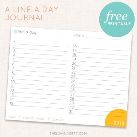 Freebie | Printable Line-A-Day Journal from The Lovely Dept. · Scrapbooking | CraftGossip.com Journal Free Printable, One Line A Day Journal, Line A Day Journal, One Line A Day, Project Life Printables, Day Journal, Birthday Reminder, Journal Lists, Printables Freebies