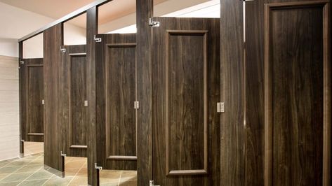 Commercial Bathroom Ideas, Bathroom Stall Doors, Stall Door, Partition Door, Restaurant Bathroom, Bathroom Stall, Decorating Bathroom, Bathroom Partitions, Washroom Design