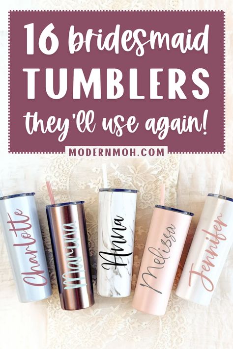 Bridal Party Tumbler Ideas, Bridesmaid Tumbler Ideas, Bridal Party Cups, Bridesmaid Cups Tumblers, Wedding Tumblers Ideas, Bridesmaid Duties Checklist, Ask Bridesmaids To Be In Wedding, Wedding Day Bridesmaid Gifts, Honorary Bridesmaid