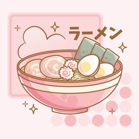 Cute illustration of a hot ramen bowl! Kawaii design perfect for you who loves ramen or Japanese food in general. It can be also given as a birthday or Christmas gift to your friends who also loves this traditional Japanese noodle dish. In the text (ラーメン) you can read the word ramen written in Japanese katakana. Visit my store for more cute designs! Link: LuYukari.redbubble.com Japanese Noodle Dish, Hot Ramen, Japanese Katakana, Japanese Food Illustration, Noodle Dish, Arte 8 Bits, Japanese Drawings, Hello Kitty Coloring, Kawaii Illustration