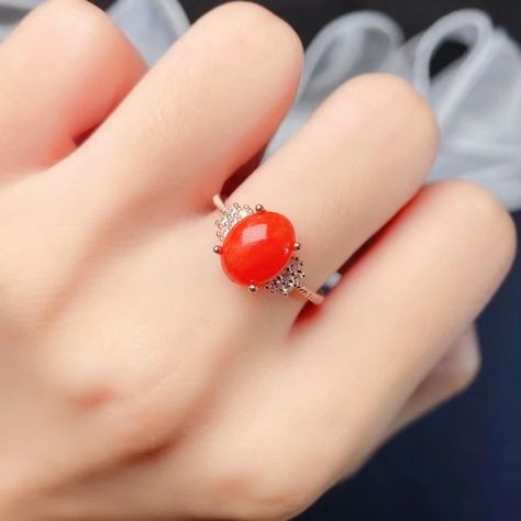 100% Natural Red Coral Ring 1ct 7mm*9mm Precious Coral Silver Ring for Office Woman 925 Silver Coral Jewelry| | - AliExpress Coral Stone Ring Design For Women, Formal Coral Ring, White Coral Stone Ring, Coral Rings For Women, Luxury Elegant Coral Rings, Red Coral Ring Design Women, Office Woman, Ruby Ring Designs, Red Coral Jewellery