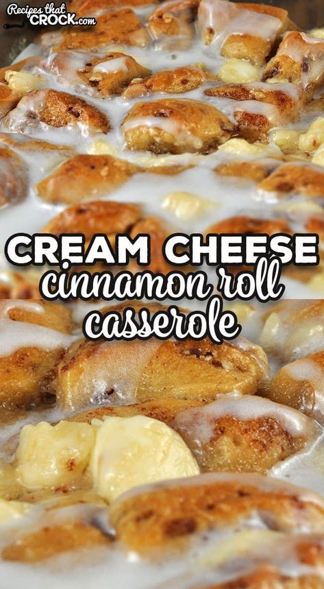 If you are looking for a delicious treat for breakfast, I highly recommend this Cream Cheese Cinnamon Roll Casserole oven recipe. Yum! via @recipescrock Cinnamon Roll Casserole From Scratch, Cream Cheese Cinnamon Roll Casserole, Recipes With Grands Cinnamon Rolls, Breakfast With Cinnamon Rolls, Grands Cinnamon Roll Casserole, Breakfast Casserole With Canned Biscuits, Cinnamon Roll Casserole With Fruit, Crossant Recipes Pillsbury Breakfast, Pilsbury Recipes Cinnamon Rolls