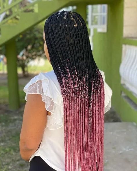 black and dark pink box braids Box Braids Protective Styles, Winter Protective Styles, Styles On Natural Hair, Braids Protective Styles, Pink Box Braids, Protective Styles For Natural Hair, Braids Hairstyles For Black Women, Styles For Natural Hair, Ombre Box Braids