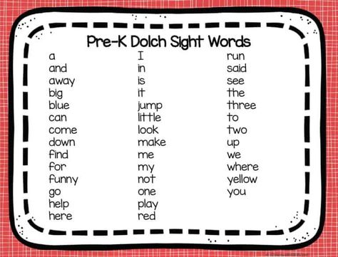 FREE printable pre k sight words list for preschoolers Sight Word List For Preschoolers, Preschool Words List, Preschool Sight Words List, Dolce Sight Words List, Pre K Sight Words Printables, Prek Sight Words List, Free Printable Sight Words, Sight Words Preschool, Printable Sight Words