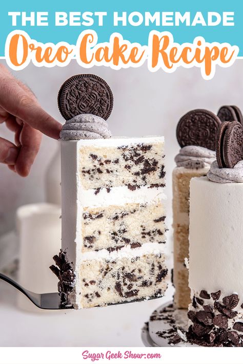 Cookies N Cream Cake Recipe, Wasc Cake Recipe, Oreo Cakes, Cookie Filling, Oreo Creme, Cake Samples, Oreo Cake Recipe, Creme Filling, Fluffy Layers