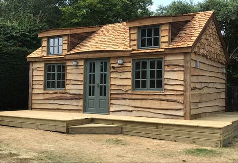 Garden Huts, Garden Log Cabins, How To Build A Log Cabin, Cedar Shingle Roof, Timber Cabin, Garden Cabins, Cedar Roof, Log Cabin Ideas, Log Cabin Kits