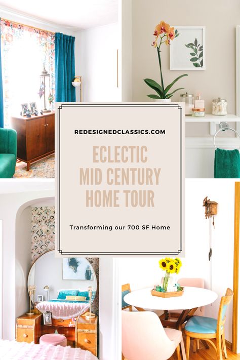 See how I transformed our 700SF house into an eclectic mid-century modern home. Mid Century Grandmillenial, Mid Century Wall Art Living Room, Mid Century Modern Living Room Small Space, Midcentury Boho Living Room Decor, Mid Century Modern Living Room Eclectic, How To Decorate Mid Century Modern, Mid Century Modern Boho Decor, Upscale Mid Century Modern, Midcentury Modern Maximalism