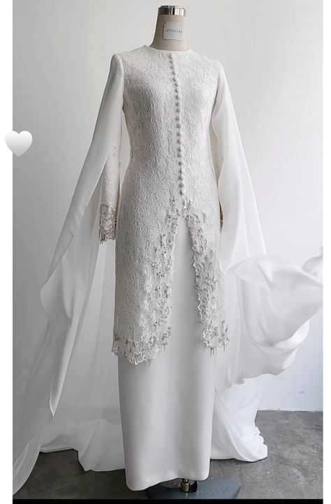 Dress Kahwin Muslimah, Baju Nikah Klasik Kurung Songket, White Dress Wedding Hijab, Malaysian Wedding Dress Muslim, Wedding Baju Kurung, Kebaya Wedding Hijab, Baju Kurung Wedding, Muslim Wedding Dresses Modern, Melayu Wedding Dress