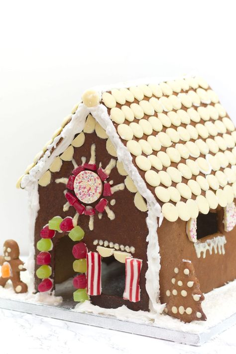 Gingerbread house, homemade and gluten free | Festive Treats | Gluten Free Gingerbread House Recipe, Gluten Free Gingerbread House, Making A Gingerbread House, Christmas Recipes For Kids, Gingerbread House Patterns, Gingerbread House Recipe, Gluten Free Recipes For Kids, Baking Recipes For Kids, Gluten Free Gingerbread