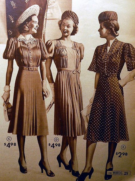 1939 Montgomery Ward catalog fashions by wondertrading, via Flickr Montgomery Ward Catalog, 1930s Fashion Women, Decades Fashion, Fashion Through The Decades, Vintage Fashion 1930s, 1930 Fashion, Decades Of Fashion, Fashion 1940s, 30s Fashion