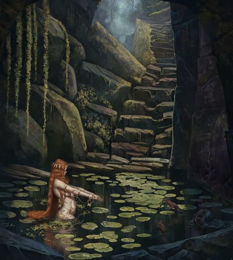 Water Nymphs, Celtic Tree, Fairytale Art, Witch Aesthetic, Mermaid Art, Ethereal Art, Lily Pads, Dark Fantasy Art, Fantasy World