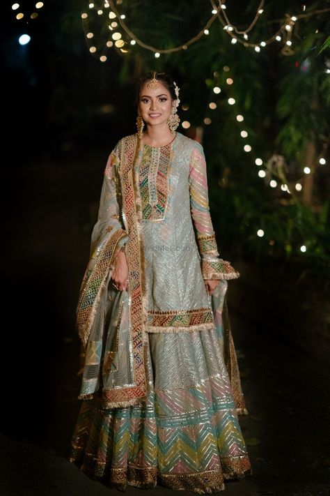 Jaago Outfit Ideas, Jaago Dress Punjabi, Rimple Harpreet Narula Suits, Harpreet And Rimple Narula, Sharara Lehenga, Sharara Suit Designs, Rimple Harpreet, Green Sharara, Rimple And Harpreet Narula