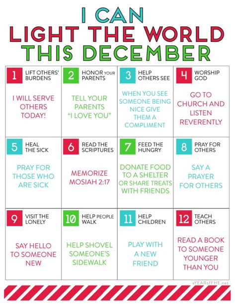 Light The World Advent Calendar, Light The World Ideas, Activity Days For Girls Lds Christmas, Light The World 2023, Light The World Printable, Light The World Christmas Party, Lds Light The World, Funny Happy Birthday Gif, Christmas Primary