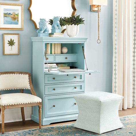 Eastman Secretary Desk - Standard | Ballard Designs Secretary Desk In Living Room, Desk In Living Room Ideas, Small Secretary Desk, Pretty Lines, Grown Up Bedroom, Buy Desk, Desk In Living Room, Secretary Desk, Desk Areas