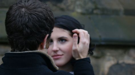 the classic "tucking the hair behind her ear"...:) Hair Down Tucked Behind Ears, Hair Tucked Behind Ears, Slick Straight Hair, Bridal Hair Down, Hair Tuck, Human Existence, Romantic Wedding Hair, Medium Layered Hair, Long Blond